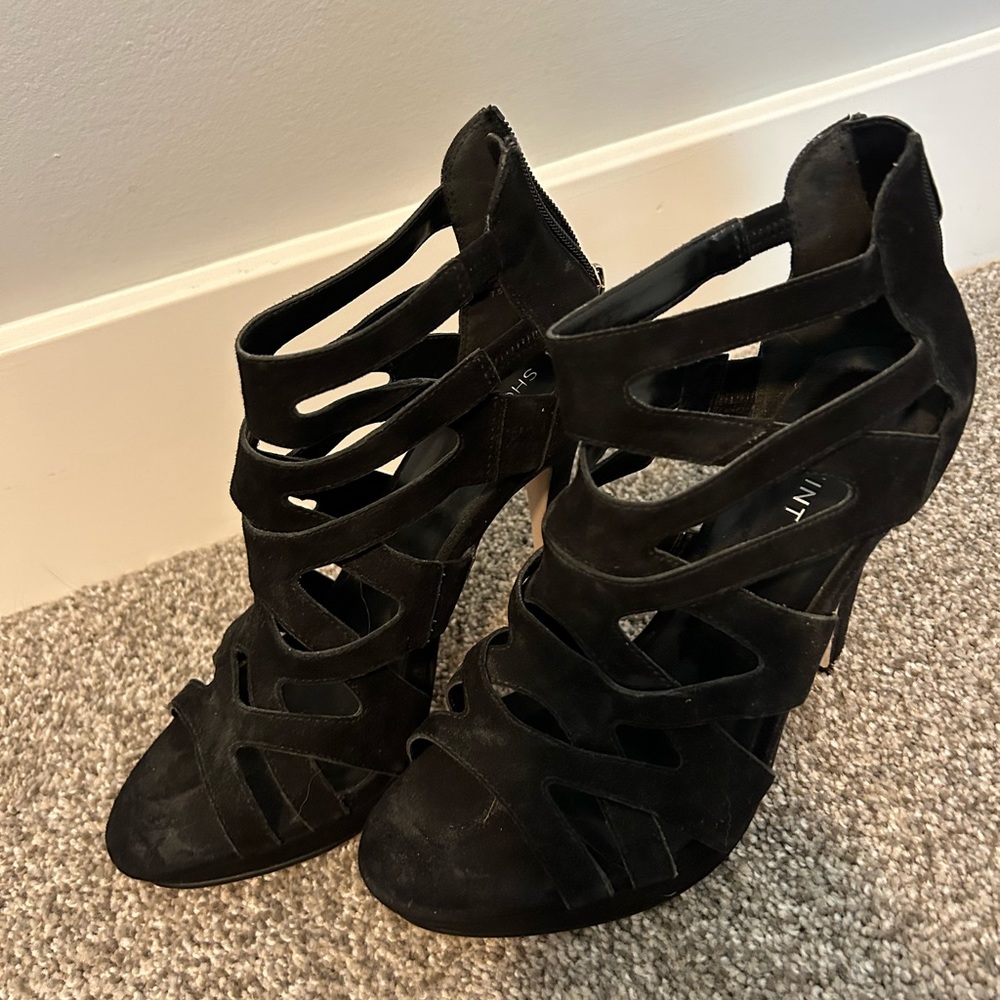 Strappy black heels